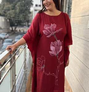 Maroon Abstract Kaftan