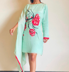 Sea Green Floral Abstract Kaftan